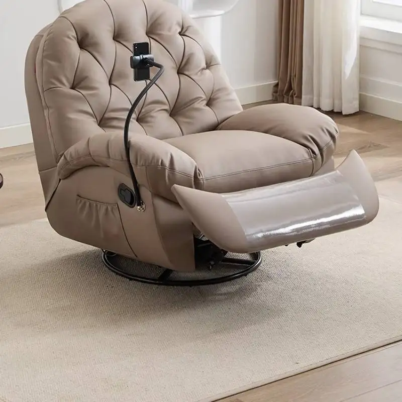 โซฟาปรับเอนไฟฟ้าขนาดเล็กสีเบจ โซฟาปรับเอนไฟฟ้ามัลติฟังก์ชั่นสไตล์มินิมอล โซฟาปรับเอนไฟฟ้าพร้อมระบบนวด เฟอร์นิเจอร์หรูหราสำหรับห้องนั่งเล่น