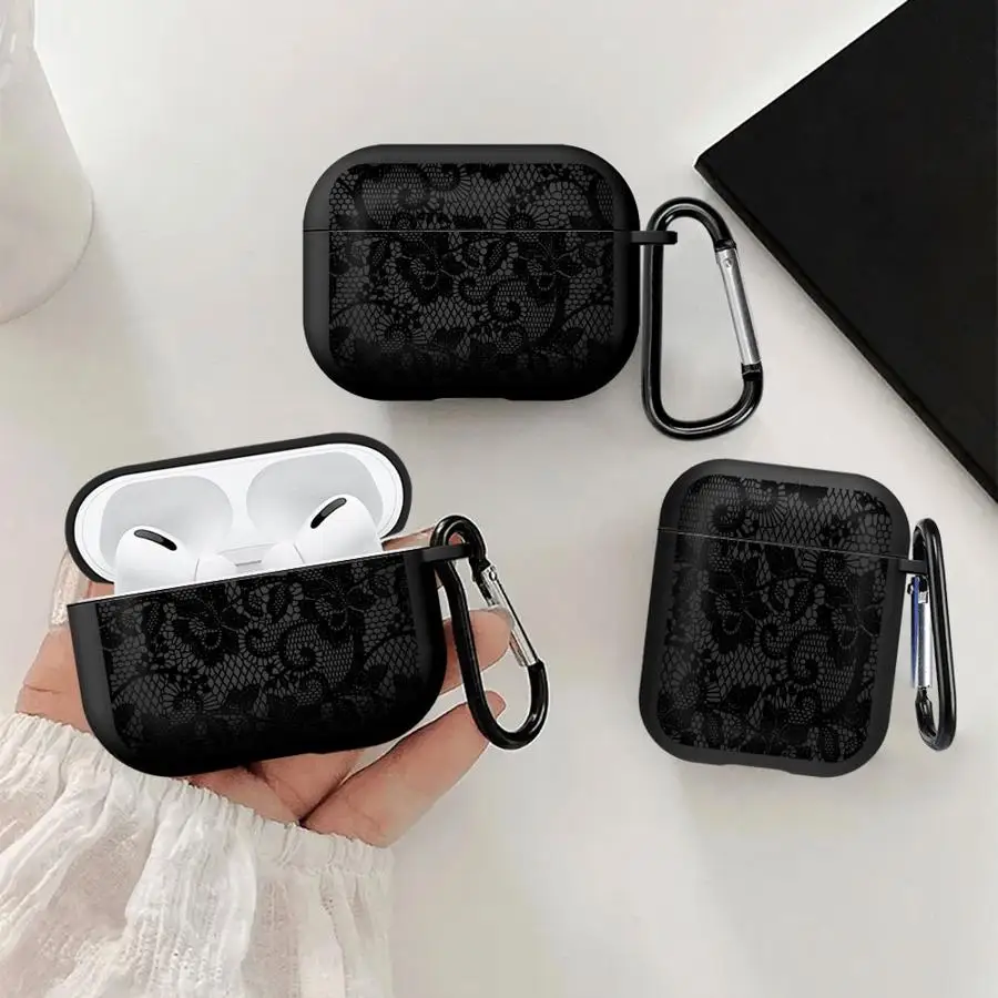 Romantische Hülle aus schwarzer Spitze für Airpods 3 Pro3 4 1 2 Pro2 Pro Kopfhörerhüllen