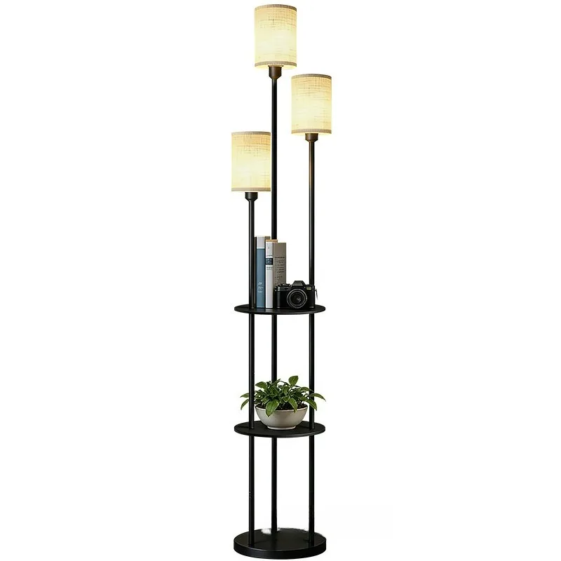 Floor lamp three-layer storage shelf creative multi-head floor lamp y