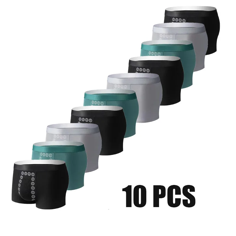 

10 шт./лот, мужские боксеры с массажным узором, большие размеры XL-3XL, дышащие, приятные для кожи, удобные, с высокой талией, свободная посадка