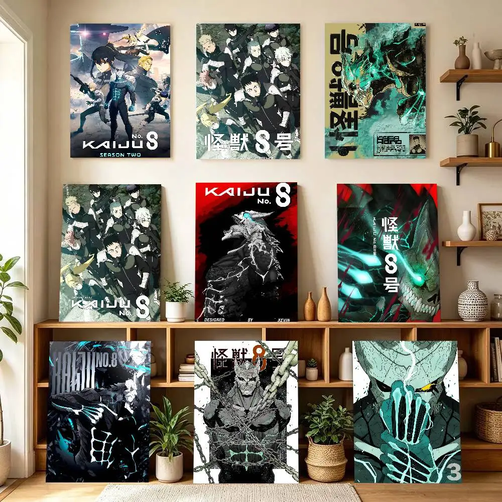 Anime K-kaiju No 8 Poster Self-adhesive Art Room Entrance Restaurant Wall Decor Art Painting