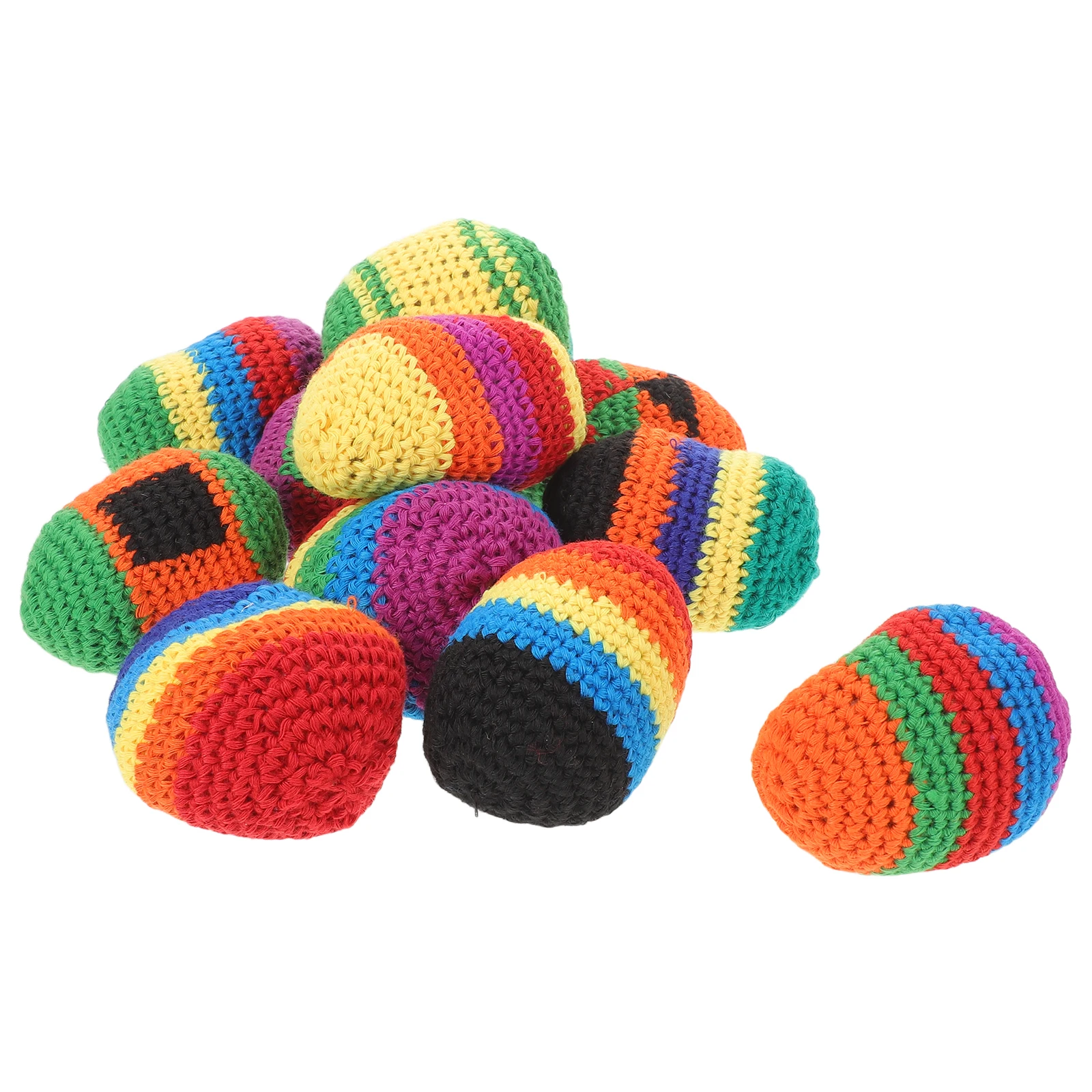 12 Uds. Bolsa de arena tejida a mano, bolas artesanales, juguetes hechos a mano para niños pequeños, bolsas para lanzar hilo para niños