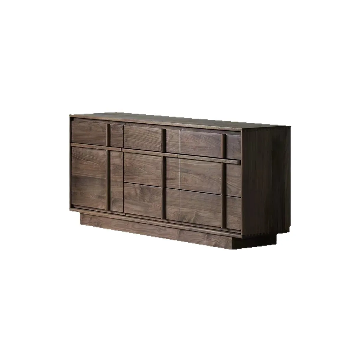 North American black walnut eight-bucket cabinet, bedroom, bedside storage cabinet, Italian minimalist three-dimensional line, d