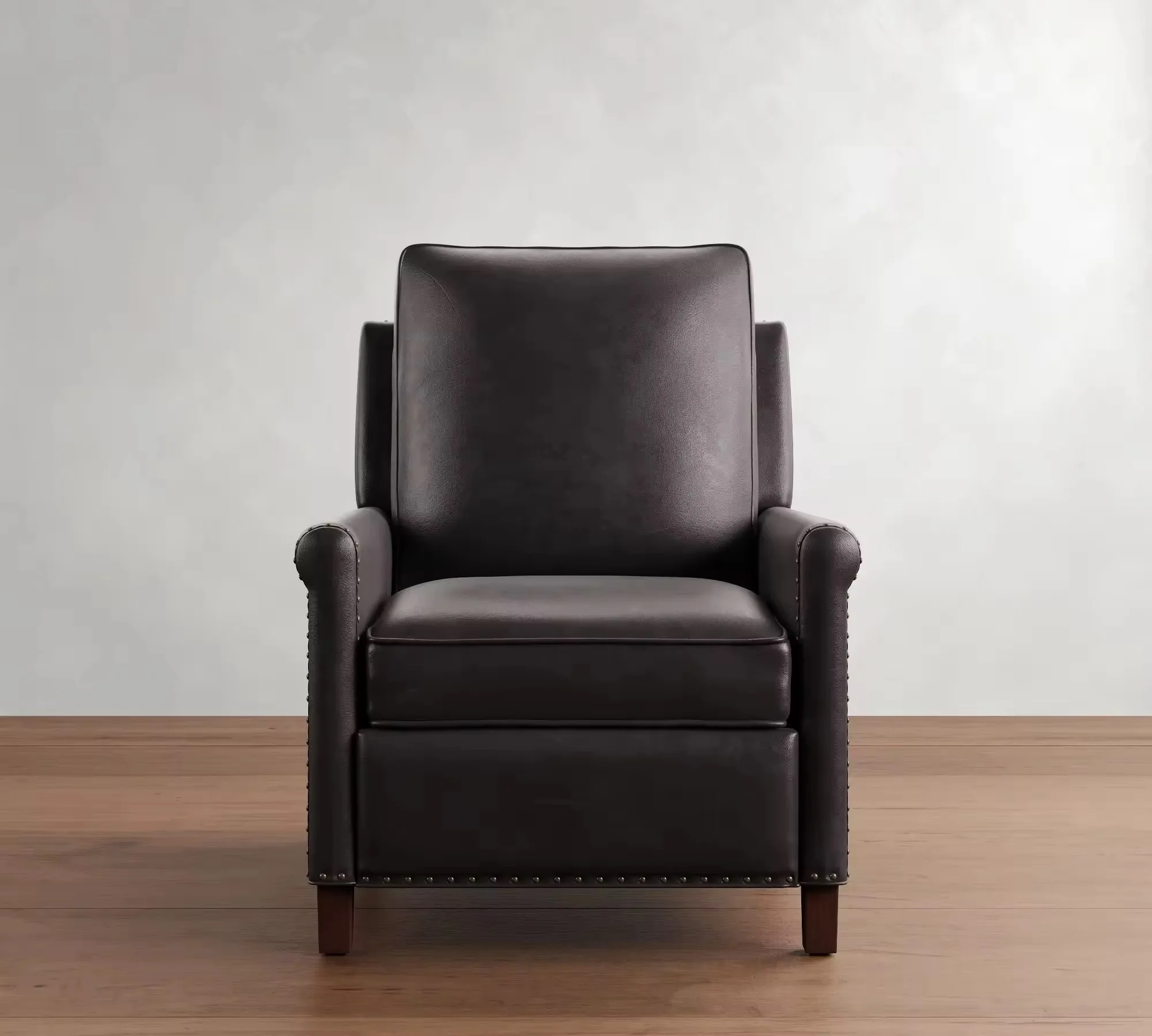 #Modern Medieval Leather Recliner with Solid Wood Frame, Perfect for Living Room or Bedroom
