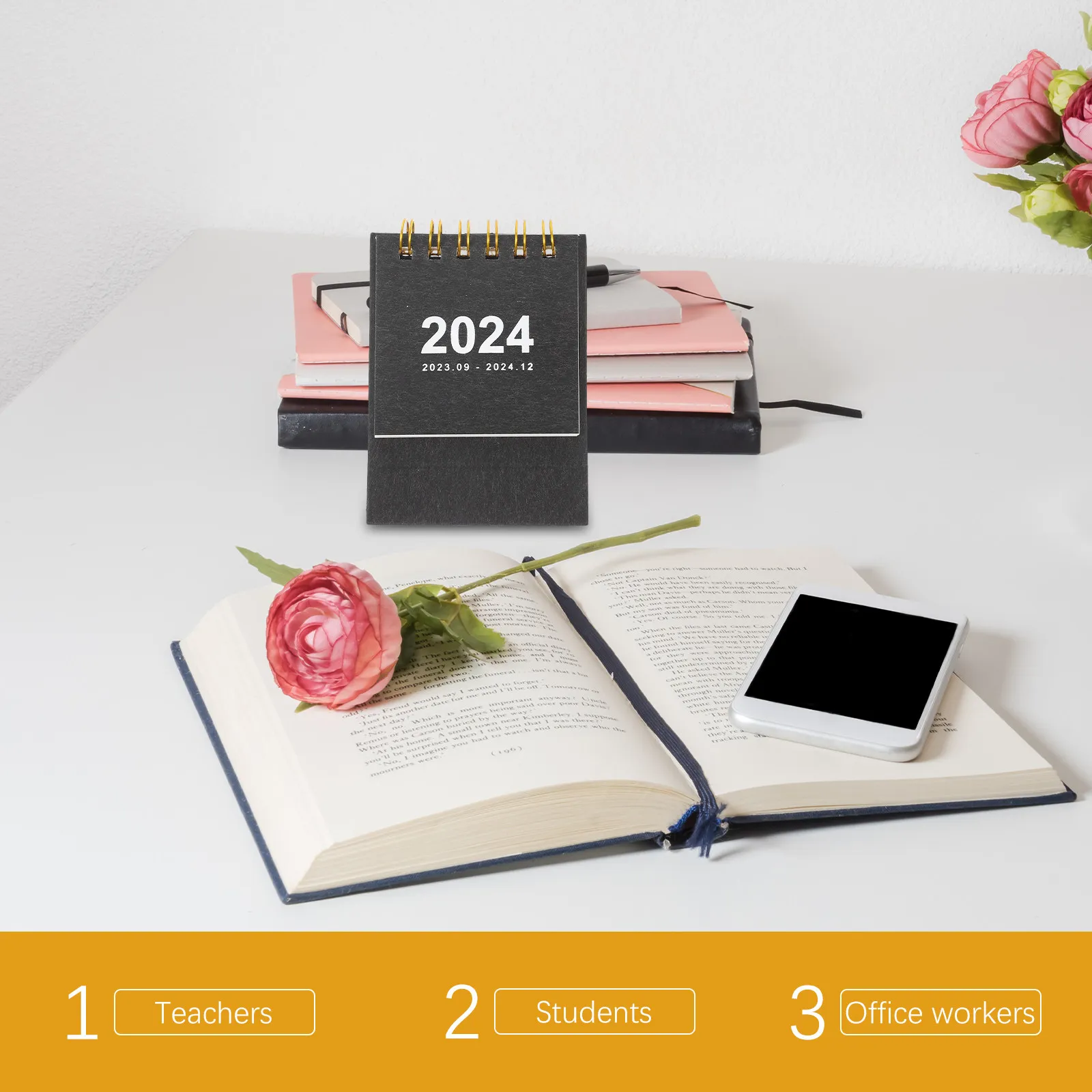 

Delicate Portable Mini Calendar Sturdy Classic Design Desktop Decoration for Teachers Students Office Workers Household Month