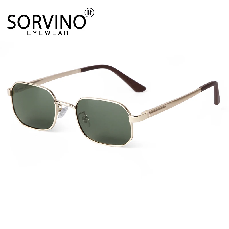 SORVINO Fashion Small Rectangle Sunglasses Men Women Trendy Green Square Driving Sun Glasses Luxury Brand Metal Frame Eyewear