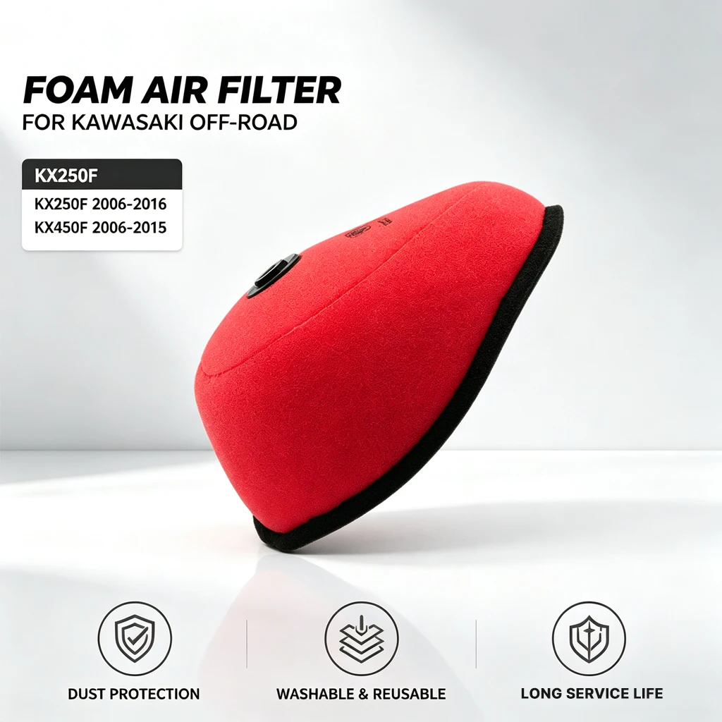 For KAWASAKI KX250F 2006-2016 KX450F 2006-2015 Air Filter Foam Sponge Engine Filtration Cleaner washable air filter reusable