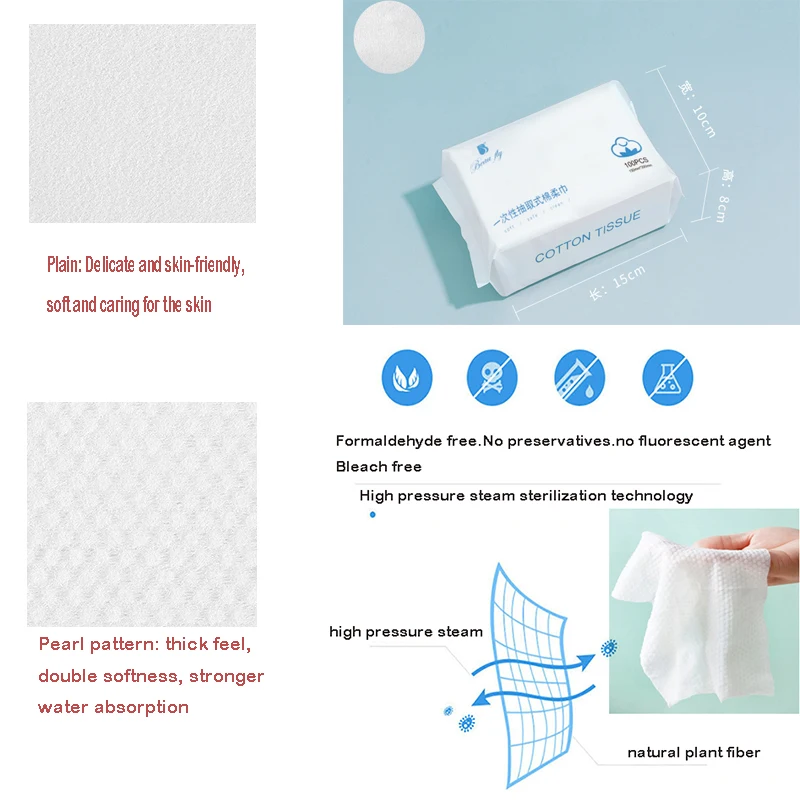 Face Towel Disposable Clean 100% Cotton Facial Cleanser Towel Soft Beauty Makeup Remover Towel Dry Wet Skincare Clean Paper