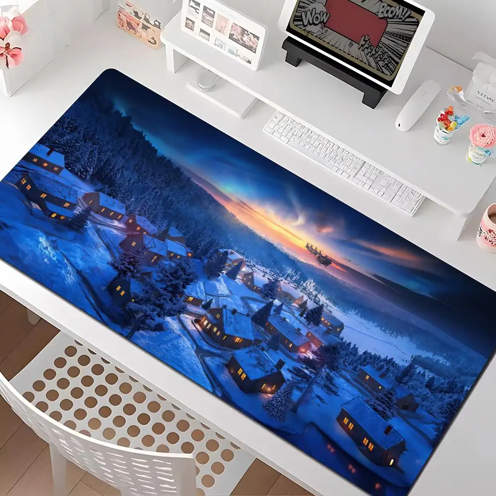 

Зимний коврик для мыши с иллюстрациями, несколько размеров, большой квадратный, для компьютера, офиса, игр, резиновый, противоскользящий