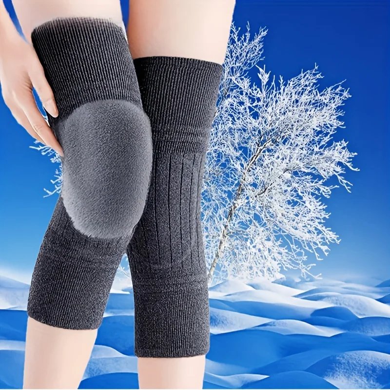 1 Pair of Winter Thickened Fleece-Lined Long-Haired Thermal Knee Pads for Men and Women, Cold-Proof and Frost-Resistant, Suitable for Elderly People with Chronic Knee Issues, Joint Protection, and Cycling