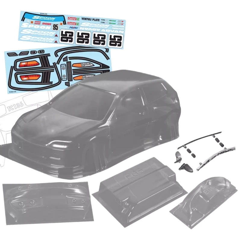 

1/10 RC Rally Car, 1/10 Pandem Honda EG6 R/C Drift Car Body Shell, 200mm width, 258mm Wheelbase for Tamiya Chassis TT01 TT02