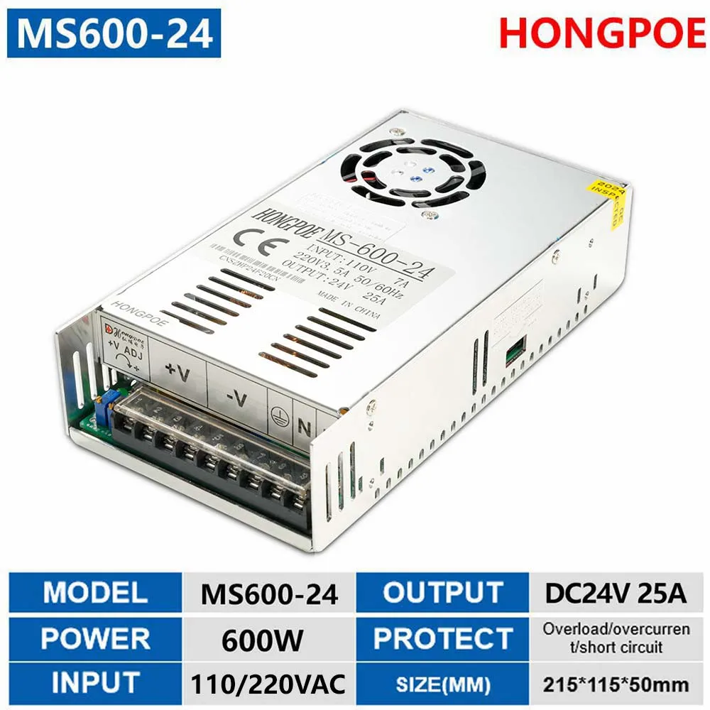 500W 600W Adjustable Power Supply 0-12V 15V 24V 30V 36V 48V 60V 72V 85V 90V 110V 150V 200V 110-220V Ac A Dc Smps Industrial LED