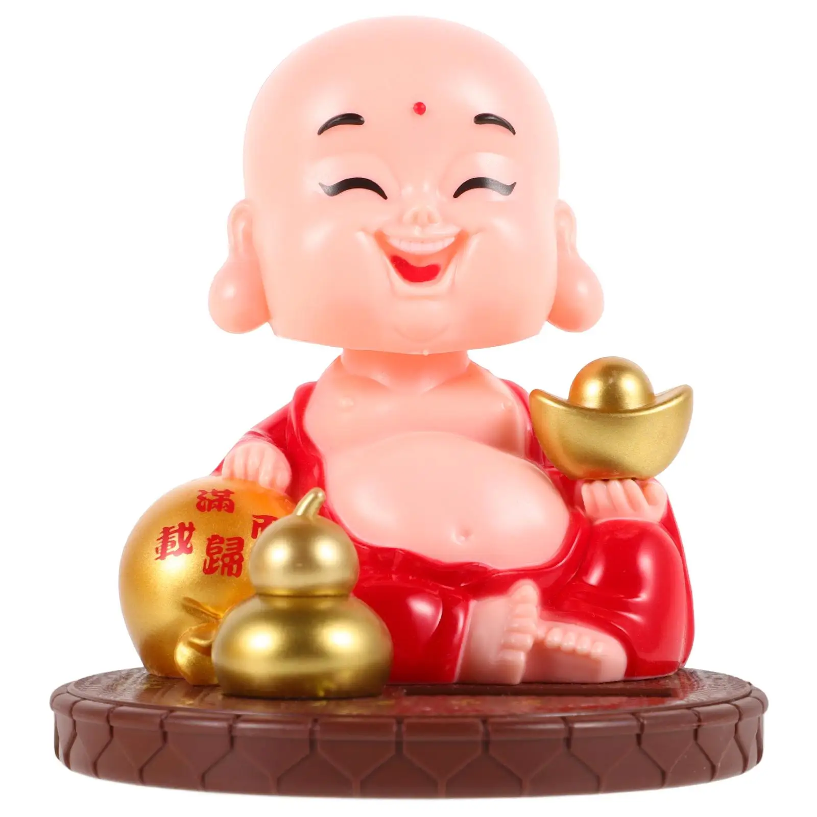 

Solar Powered Figurine Car Decoration Nodding Head Knocking Wood Fish Plastic Ornament Dancing Solar Toys Chinese