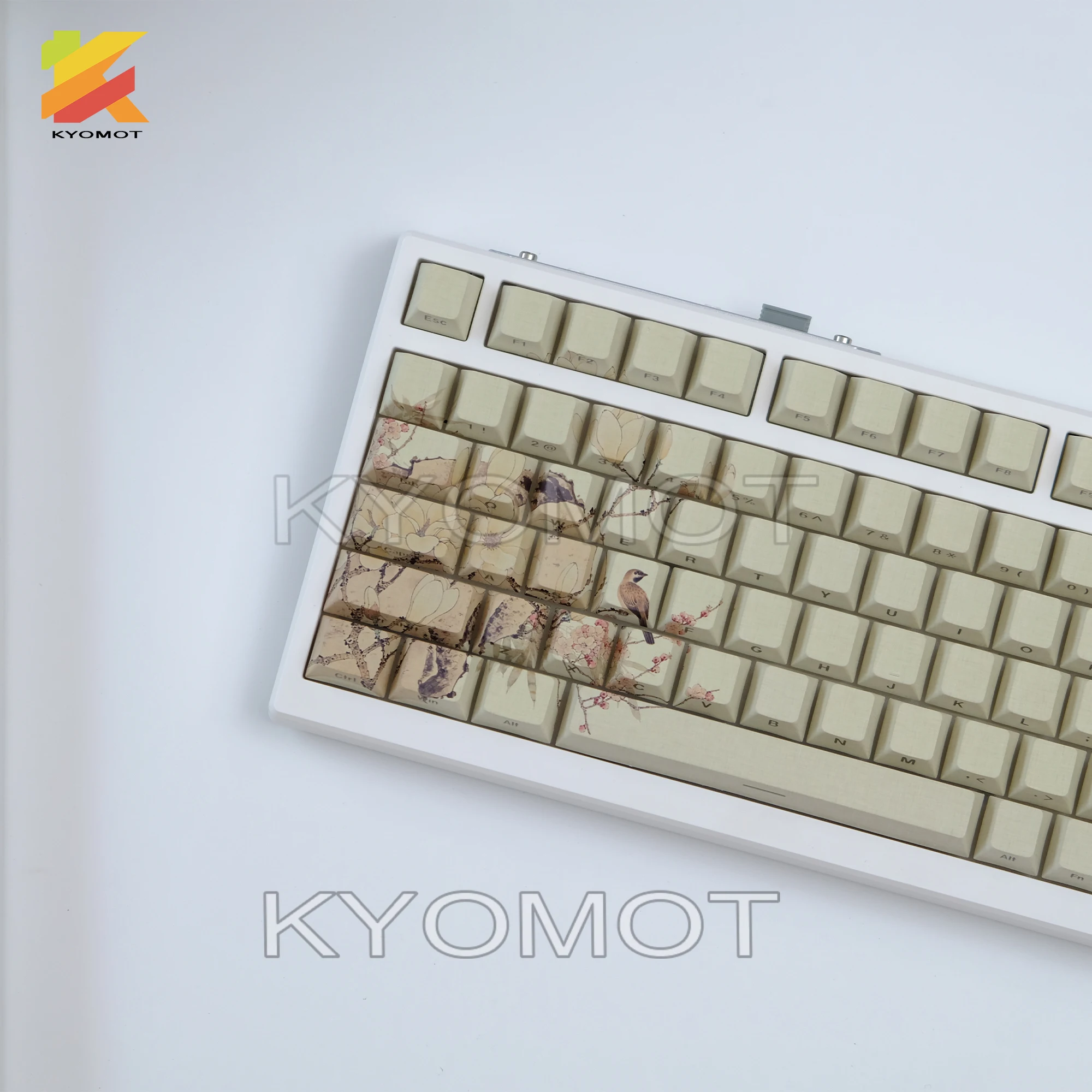 KYOMOT Spirit Bird Side Print Keycap Double Shot Shine Through Keycap Cherry Profile for MX Switch ANSI ISO Mechanical Keyboard