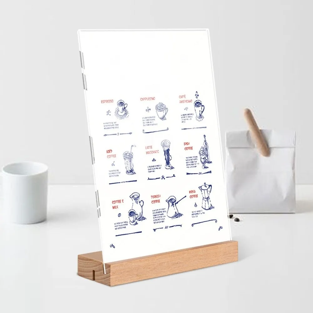 Slant/straight Groove Menu Paper Display Stand 2 Uses Highly Transparent Menu Sign Holder Aryclic Reusable