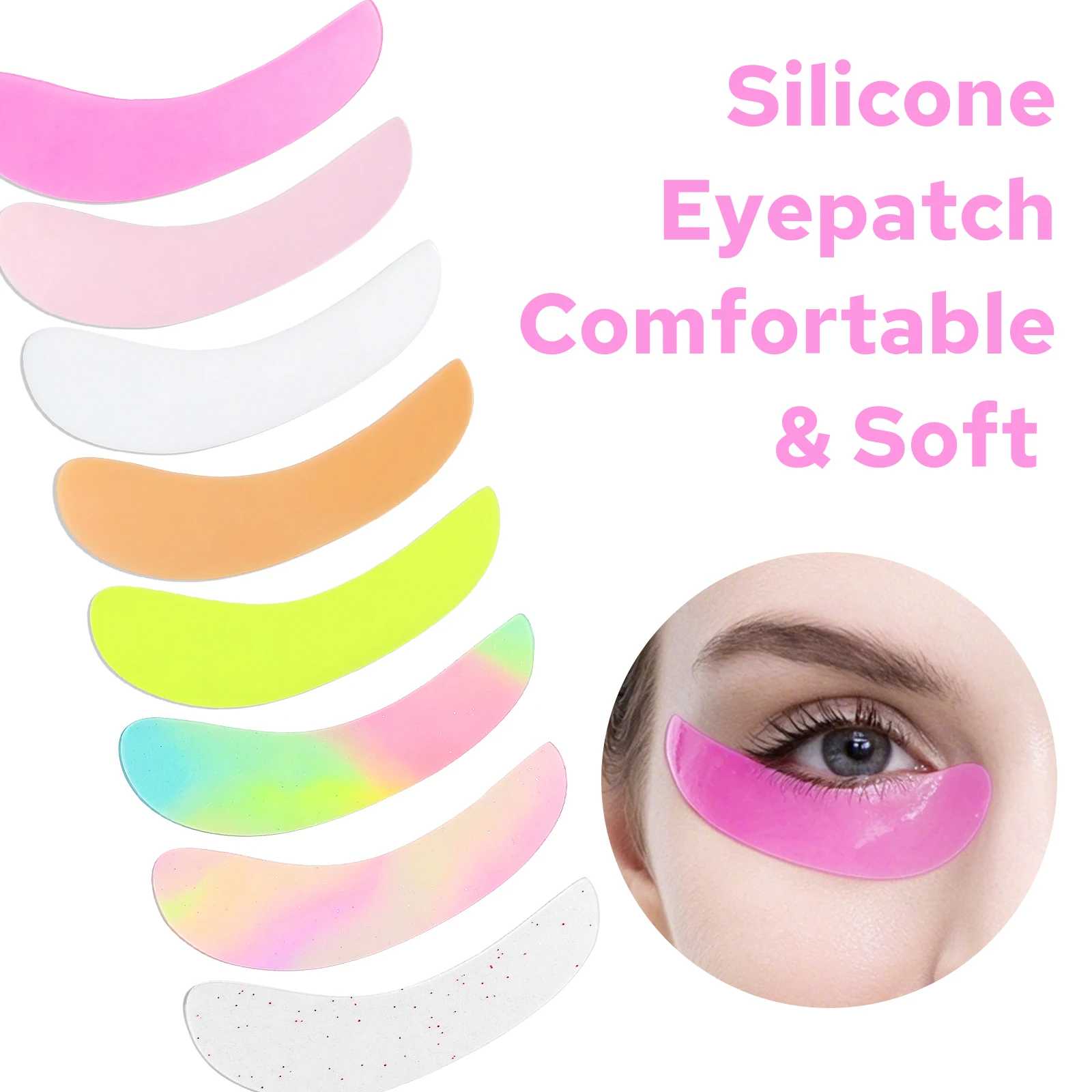 Libeauty Wiederverwendbare 1 Paar Augenpads Silikon-Streifen Wimpernpads Wimpernverlängerung Untere Wimpern Silikon Unter-Augen-Gel-Patch Make-up-Werkzeug