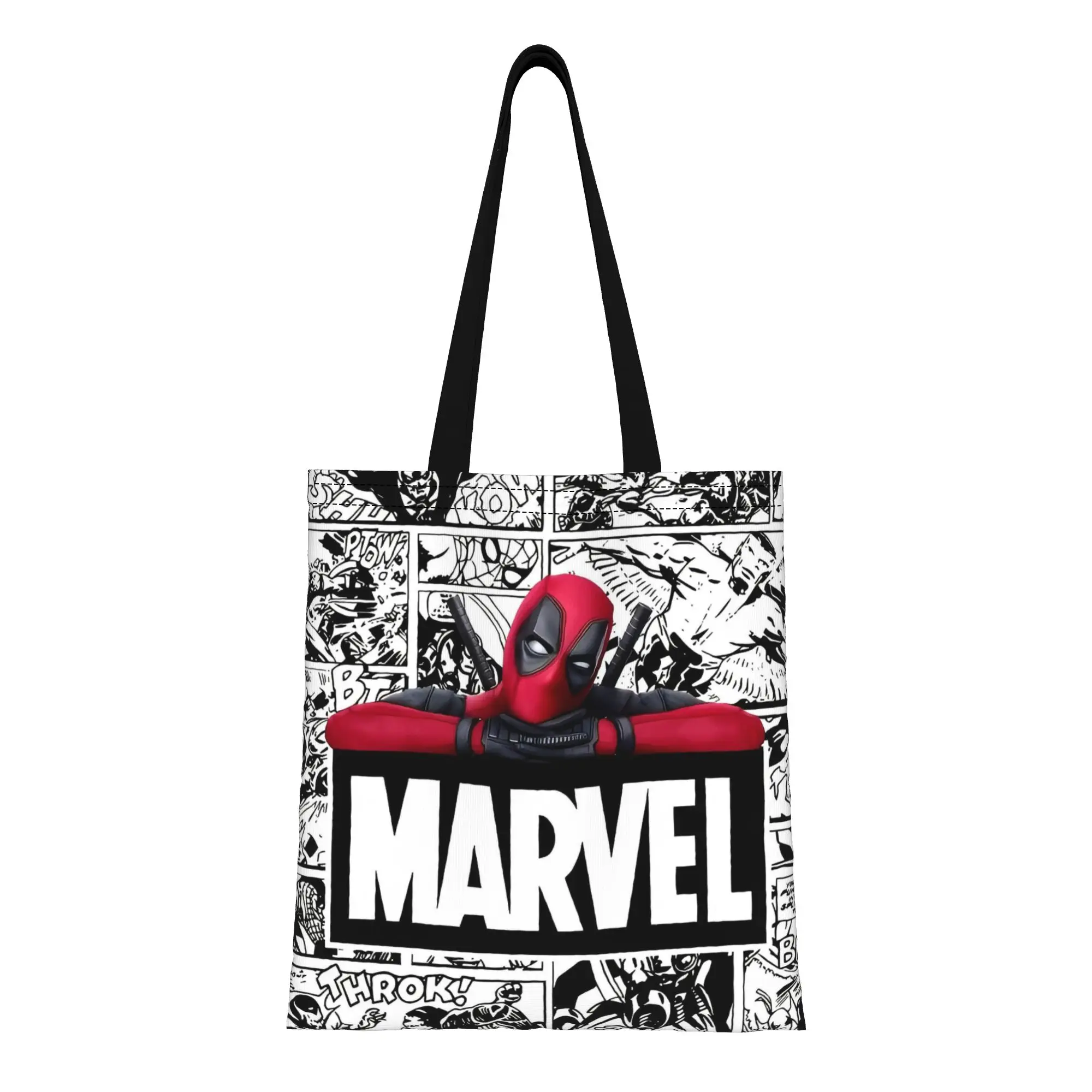 

Deadpool Marvel Canvas Tote Bag Perfect for Outdoor Women's Top-Handle Bags