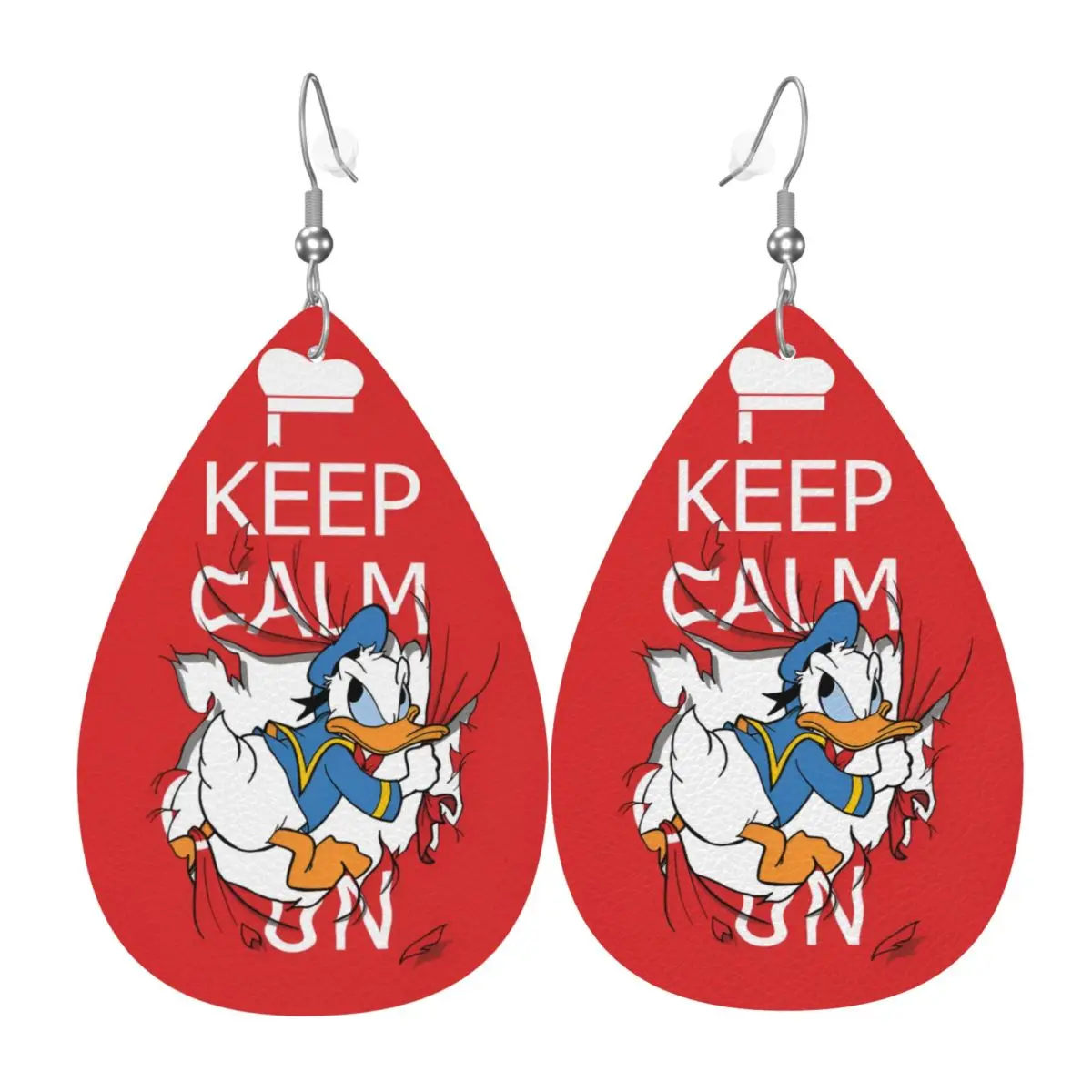 

Индивидуальные серьги-подвески из ПВХ-кожи с Дональдом Даком, забавные мультяшные украшения для женщин, подарок жене, маме