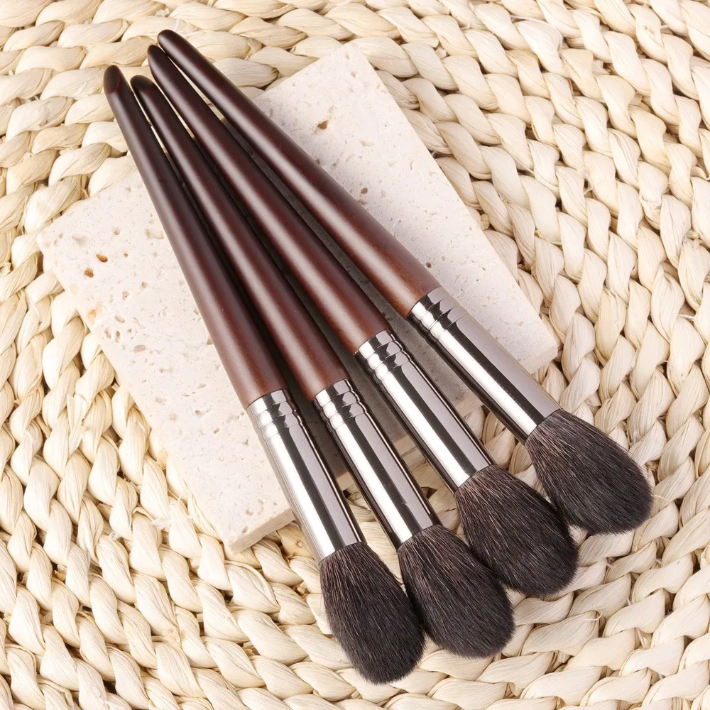 OVW  Brush Set 3PCS Soft Natural Goat Hair Detail Blending Cosmetic Make Up Beauty Tool Kabuki