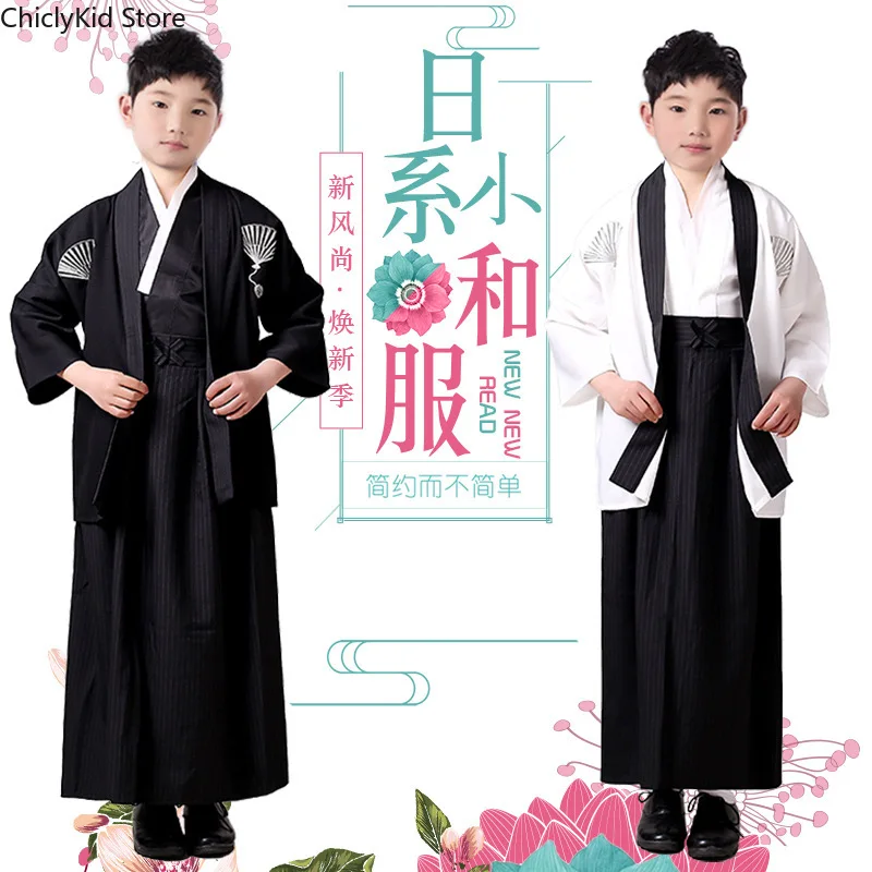 Children's Clothing Sets Boy's Traditional Kimono Kids Japanese Costumes Kids Toddler Samurai Dress Outfits 2 Colors 5-15 Years