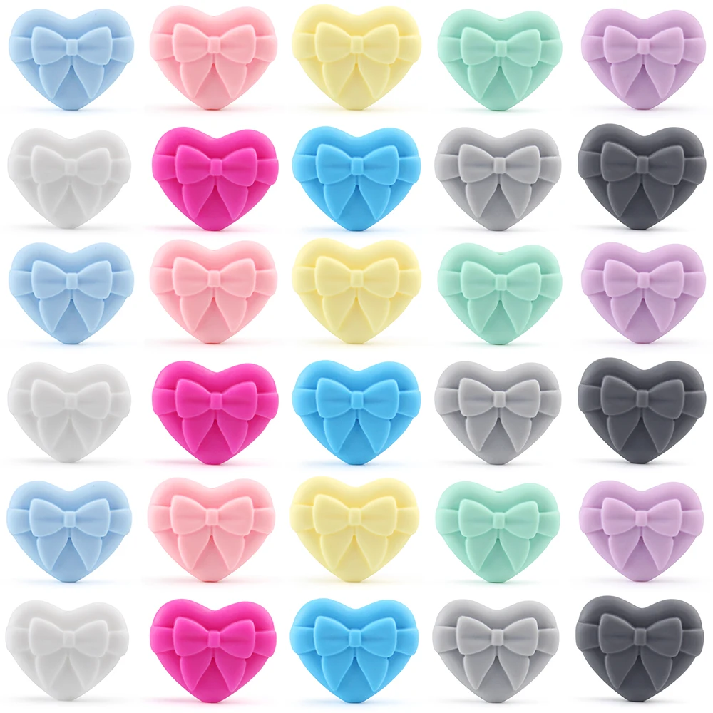 5/10/20/30Pcs Silicone Beads Love Bow Tie Shape Focal Beads For Jewelry Making DIY Beaded Pen Keychain Jewellery Accessories