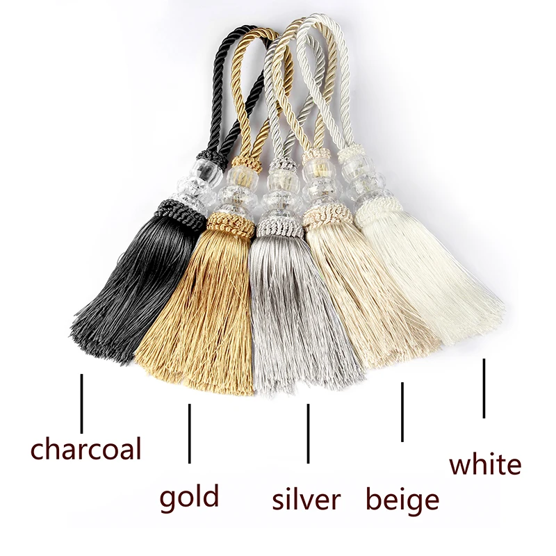 1Pc Crystal Beaded Tassels Fringe Silk Tassel Trim Garment Decoration Hanging Rope Key Tassel for DIY Curtain Accessories