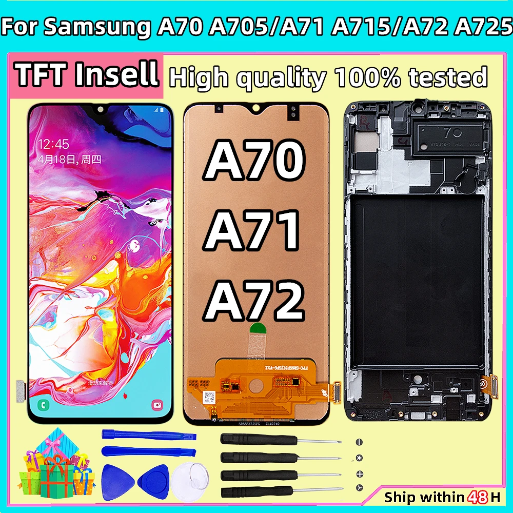 Pantalla LCD A70 A71 A72 para Samsung Galaxy A70 A705 A705F A705MN montaje de digitalizador con pantalla táctil para Samsung A71 A715 A72 A725