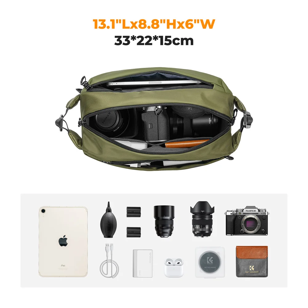 K&F Concept Outdoor Travel Bag Camera Sling Photography Shoulder Bag Compatible with Nikon Sony Camears for DJI Mavic Drones