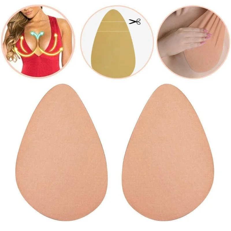 Women Large Size Adhesive Bra Water Drop Shaped Invisible Breast Pads Silicone Lifting Nipple Cover Push Up Chest Sticker 1 Pair