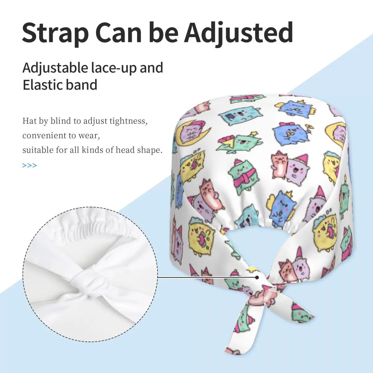 かわいい猫調節可能な外科用帽子、美容院の作業用キャップ、実験室のペットショップの看護用スクラブキャップ、新しい