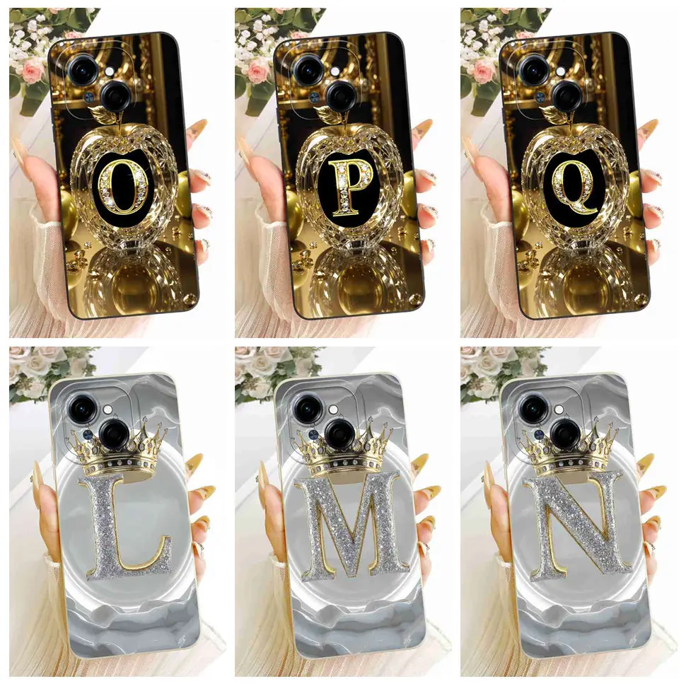 For Tecno Pop 9 4G KL4h 6.67" Case Latest Design Letters A-Z Soft Silicon Back Cover For Tecno Pop9 POP 9 4G Phone Cases Bumper