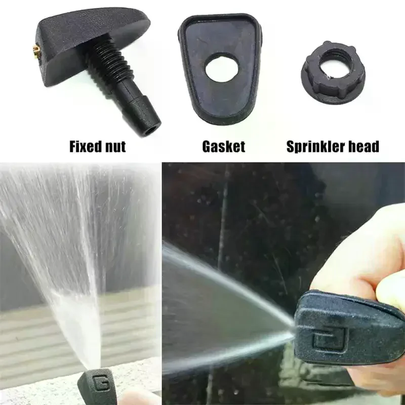 2 Pcs/Set Car Universal Front Windshield Wiper Nozzle Jet Sprayer Kits Sprinkler Water Fan Spout Cover Washer Outlet Adjustment