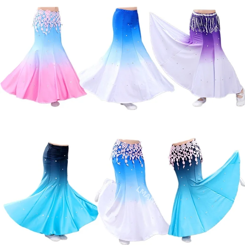 Jupe ethnique Dai pour enfants, spectacle de danse, pratique des jupes, examen d'arts martiaux, jupe de danse