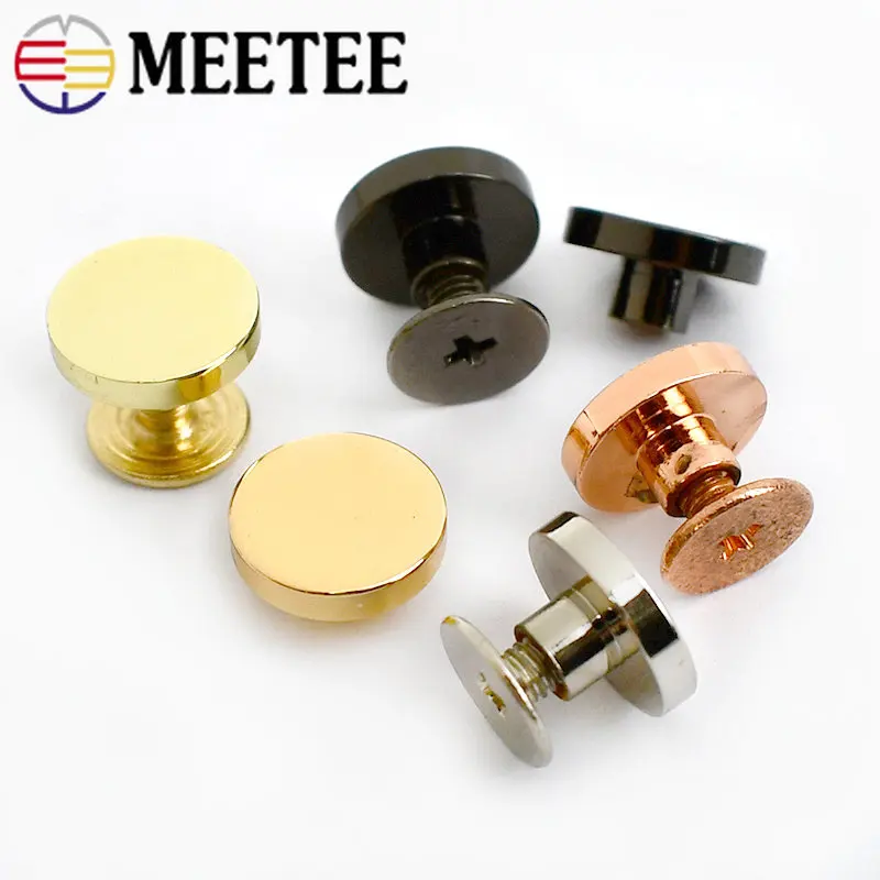 10Pcs Meetee 10/15mm Metal Rivet Nails Round Screw Bag Hardware Decorative Studs Button DIY Twist Snap Hook Clasp Accessories