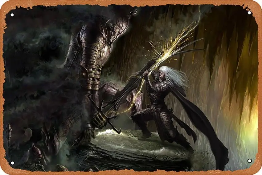 game characters fantasy,work, Drizzt Do'Urden Metal Tin Sign Retro Wall Decor for Home Gate Garden Bars Restaurants Cafes O sign