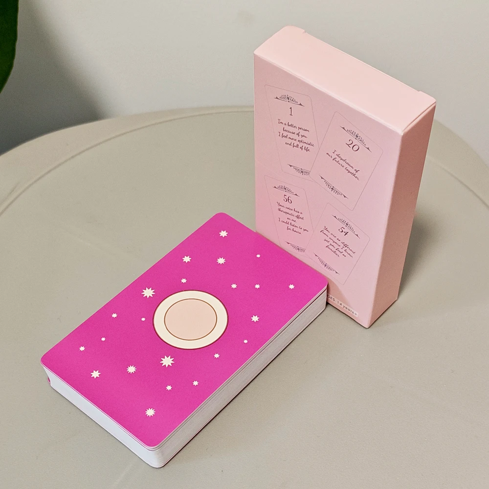 Jeu de cartes Oracle de l'amour des âmes sœurs, 56 cartes de romance sincère pour les lectures de flammes jumelles, cartes Oracle roses élégantes 10,3*6cm