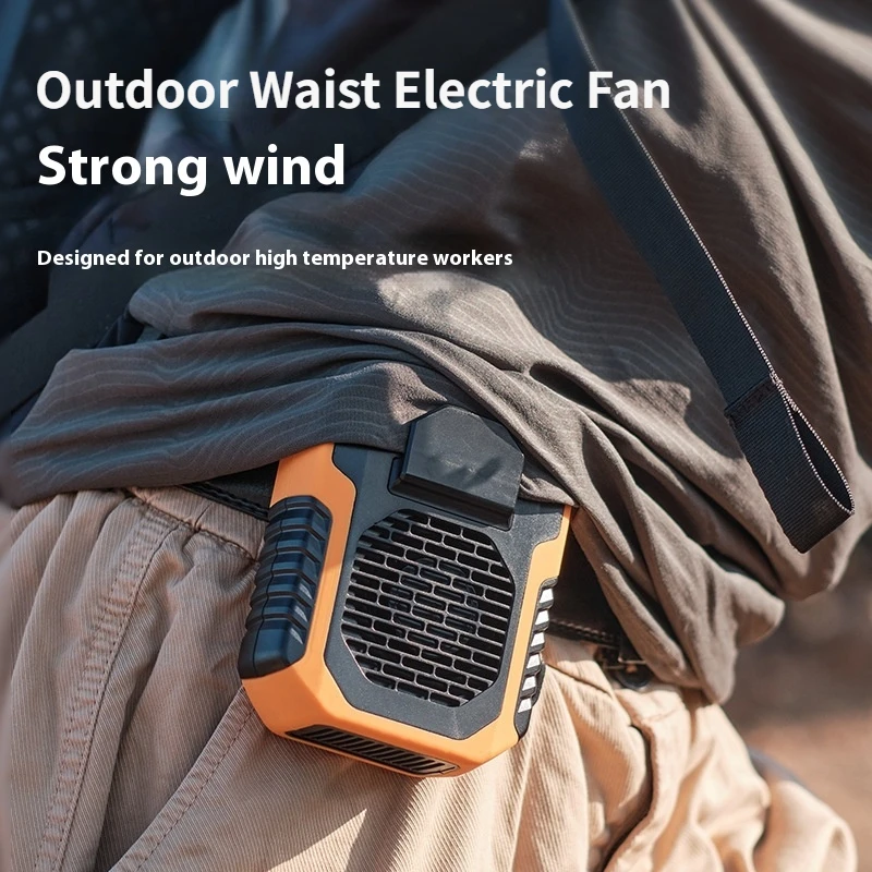 

6000mAh Outdoor Portable Waist Fan Hanging Neck Fan Strong Wind with Emergency Power Bank for Sports Cycling Outdoor Working