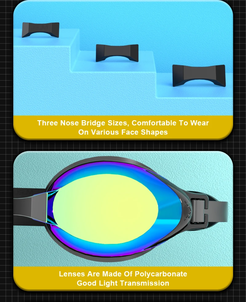 JSJM Professionelle Antibeschlag-Schwimmbrille für Erwachsene – UV-Schutz, verstellbare Silikon-Passform für Männer und Frauen, Unisex-Design – Detail 7