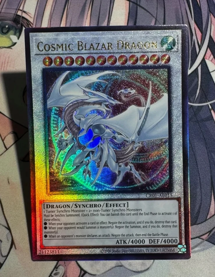 Yugioh KONAMI Duel Monsters CR01-AE015 Cosmic Blazar Dragon Ultimate Rare Asian English Collection Mint Card