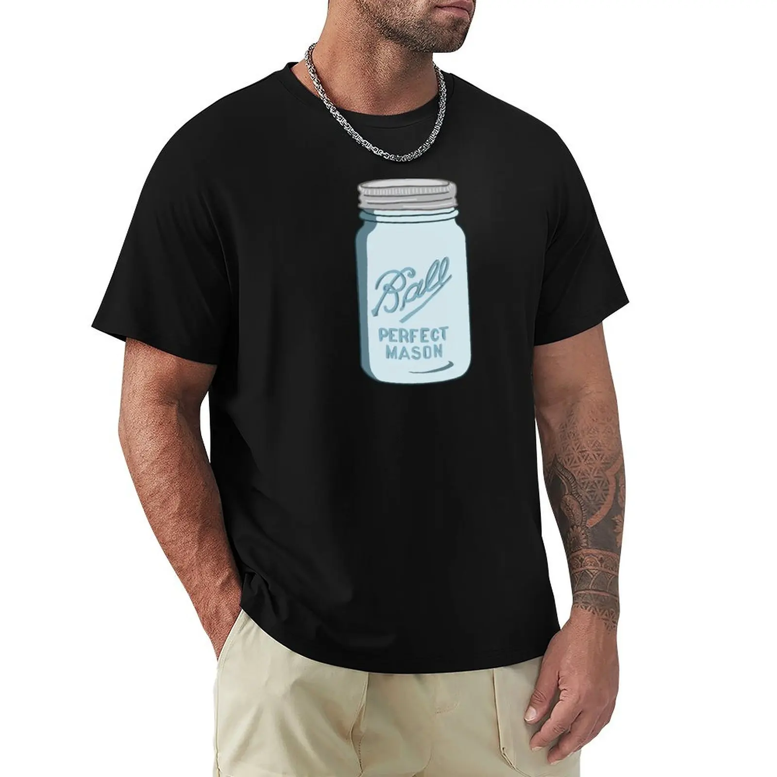 

Ball Mason Jar T-Shirt Basic Short Sleeve Cotton Blend T-Shirt
