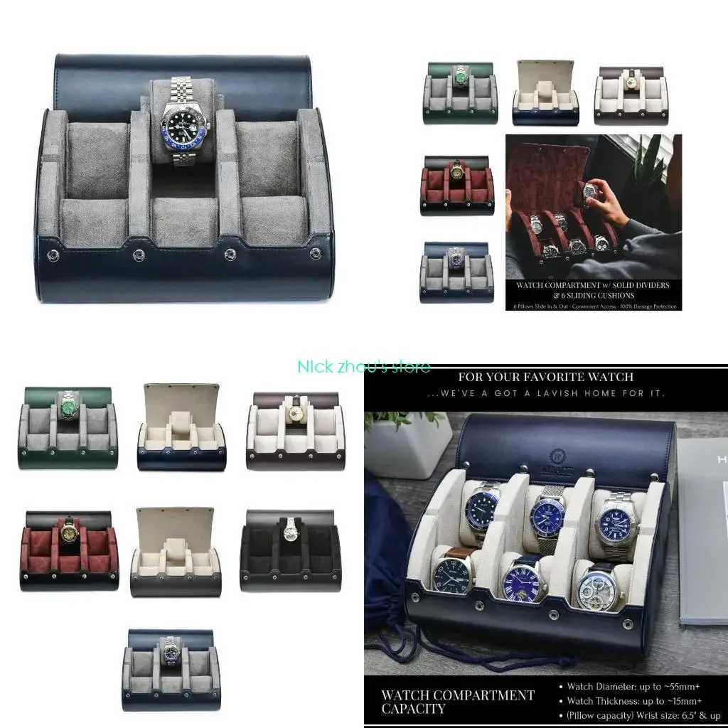 

E15E Watch Box 6 Slots Travel Watch Storage Box Watch Case Jewelry Display