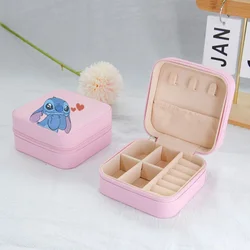 Disney Stitch Jewelry Storage Box Portable Mini Jewelry Box Ring Earrings Necklace Storage Box Cartoon Stitch Kids Birthday Gift