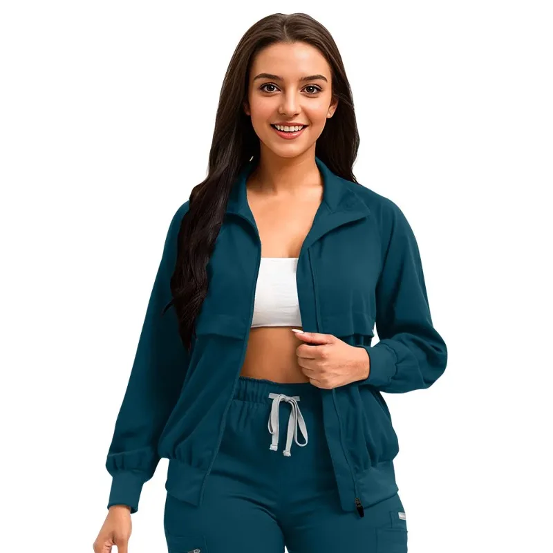 Autumn and Winter Standing Collar Long Sleeved Medical Jacket Suitable for Nurses, Doctors' Room Patrols, and Pharmacy Uniforms