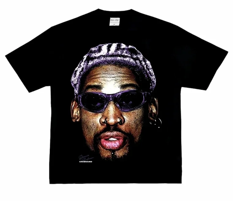 أزياء الرجال تي شيرت كرة السلة ستار الأمريكية كبير رئيس طباعة قصيرة الأكمام القطن تي شيرت فضفاض الشارع ارتداء قمم الملابس