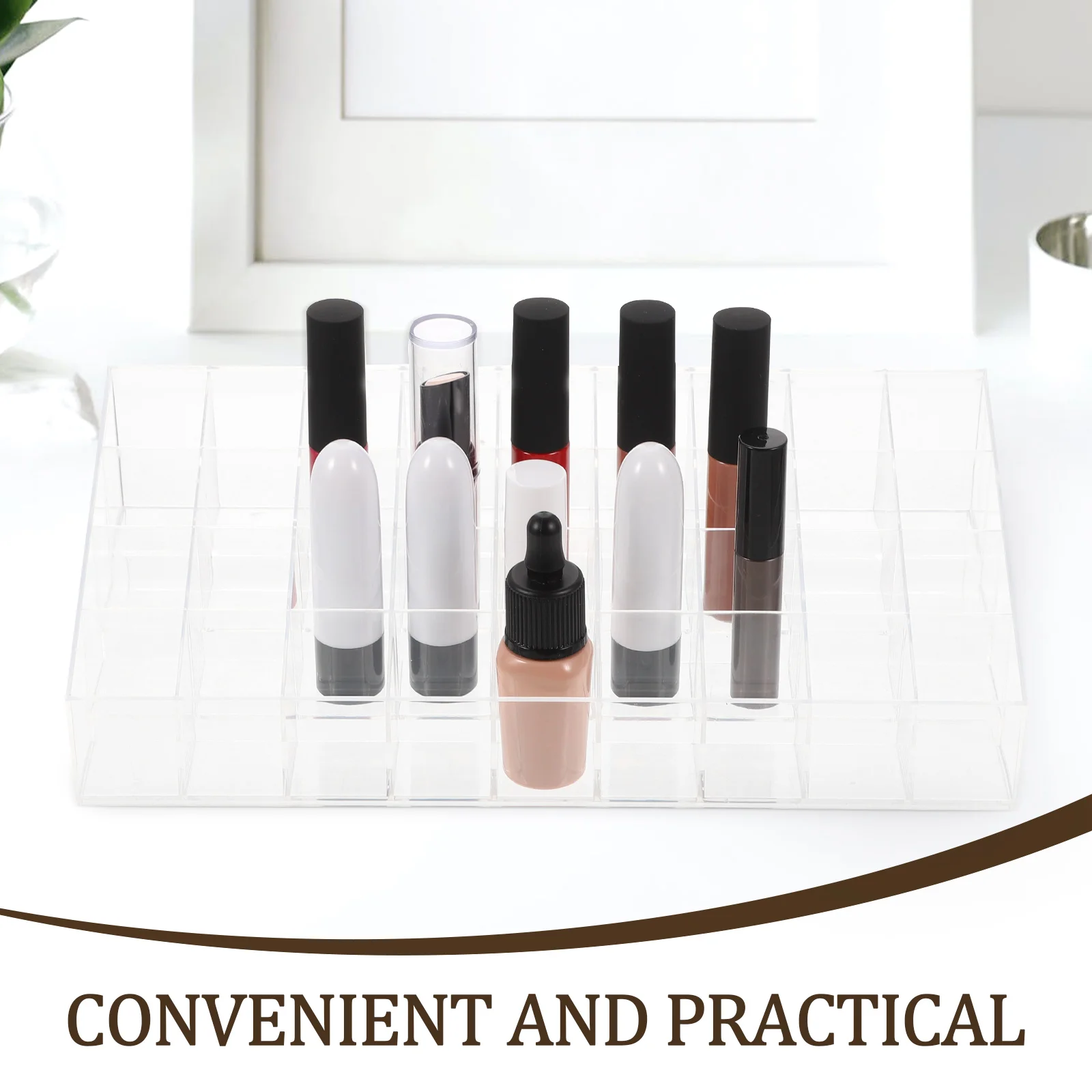 Lipstick Organizer Transparent Makeup Storage Box Large Capacity for Lip Gloss Dip Powder Desktop Holder Vanity