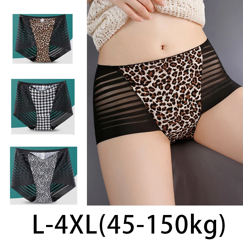 

1pcs Sexy Lace Panties Women's Underpants Large Size Leopard Pattern High waist Briefs Breathable Lift Buttocks Female Underwear