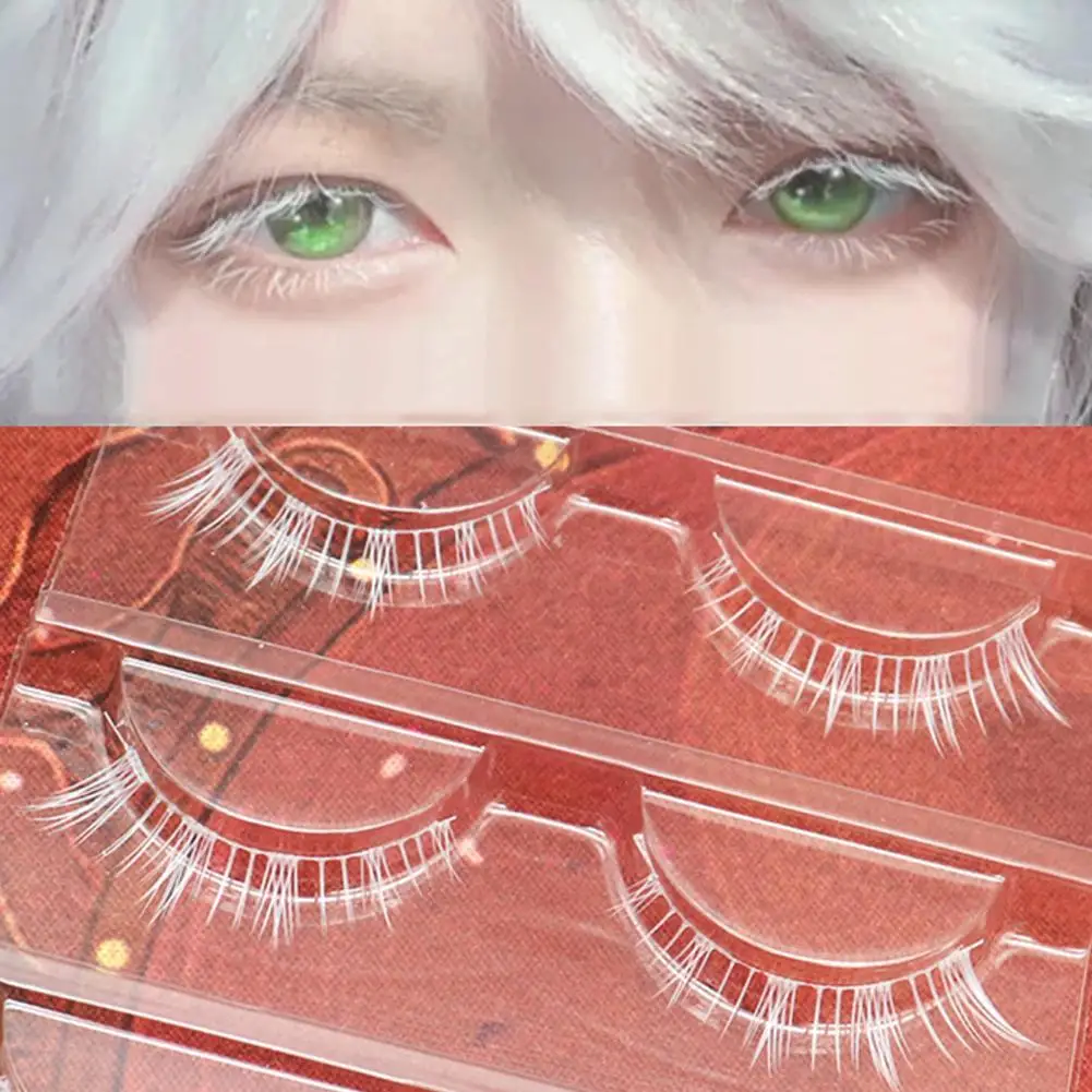 DIY Weiße Wimpern Manga Cosplay Feder-Wimpern Coser Künstliche Wimpern Natürliches Dünnes Band Kleine Teufel-Wimpern Wiederverwendbar