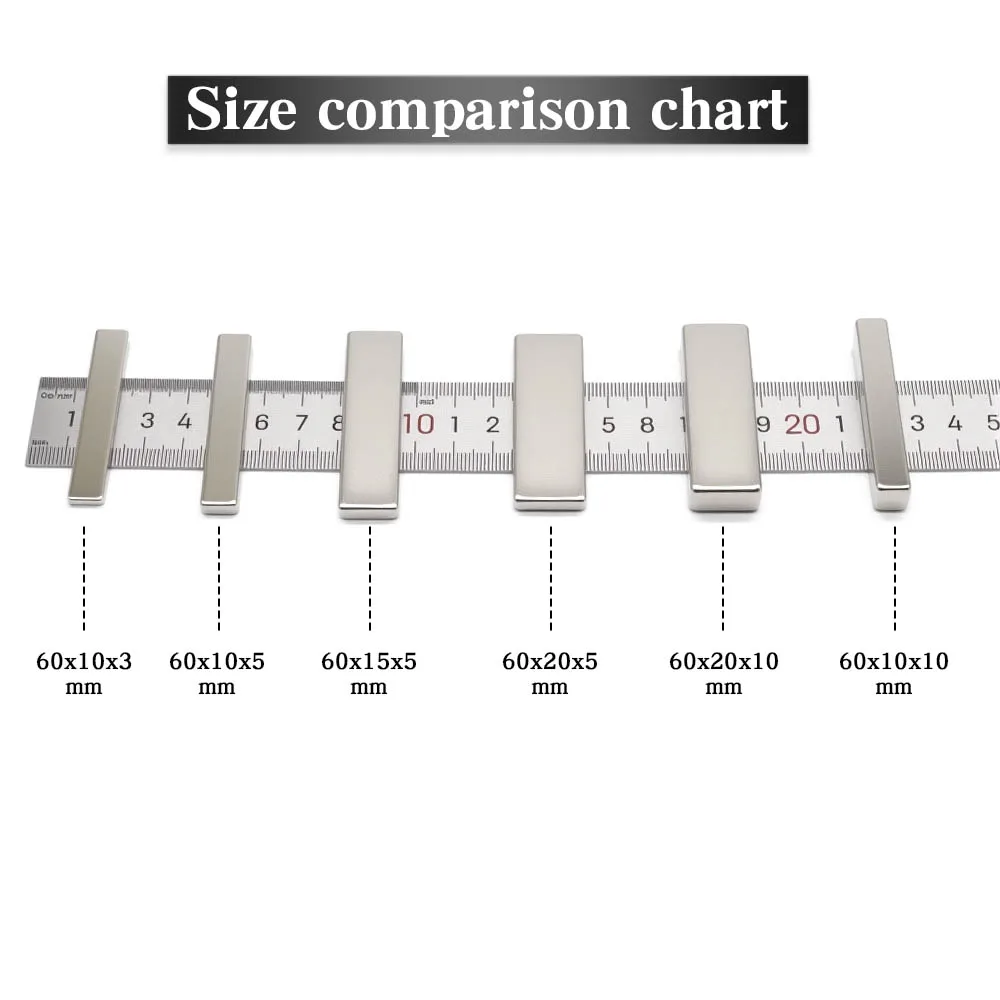 High Strength Block N35 Neodymium Magnet NdFeB Permanent Powerful Fridge Magnets Imanes 60x10x3 60x10x5 60x15x5 60x20x5 60x20x10