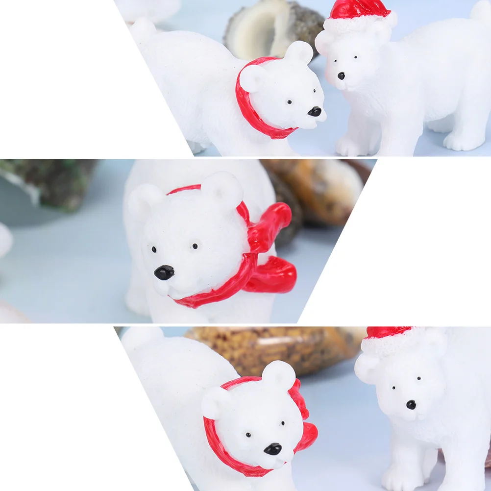 9 Pcs Christmas Polar Bear Ornaments Desktop Decorate Decorations Miniatures Figurines Container