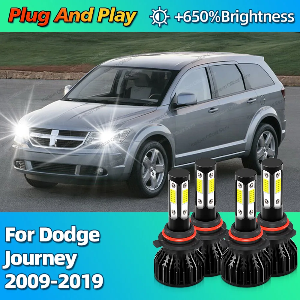 

2/4 шт. Автоматическая светодиодная лампа с 4 боковыми чипами, автомобильные фары HB3 HB4, лампочки 180 Вт для Dodge Journey 2009 2010 2011 2012 2013 2014 2015-2019